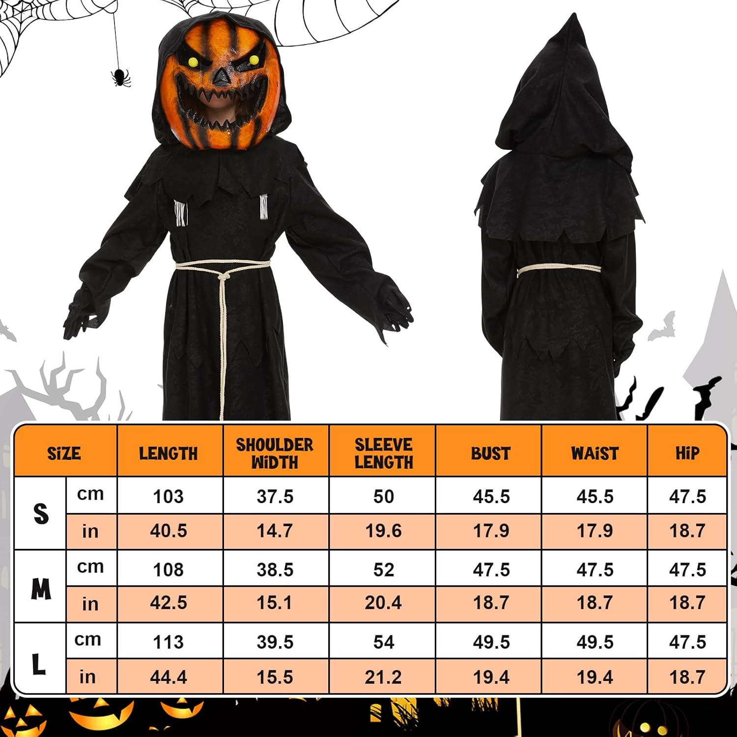 Tökfej jelmez gyerekeknek - Halloween töklámpás kosztüm maszk (L méret) - Image 2