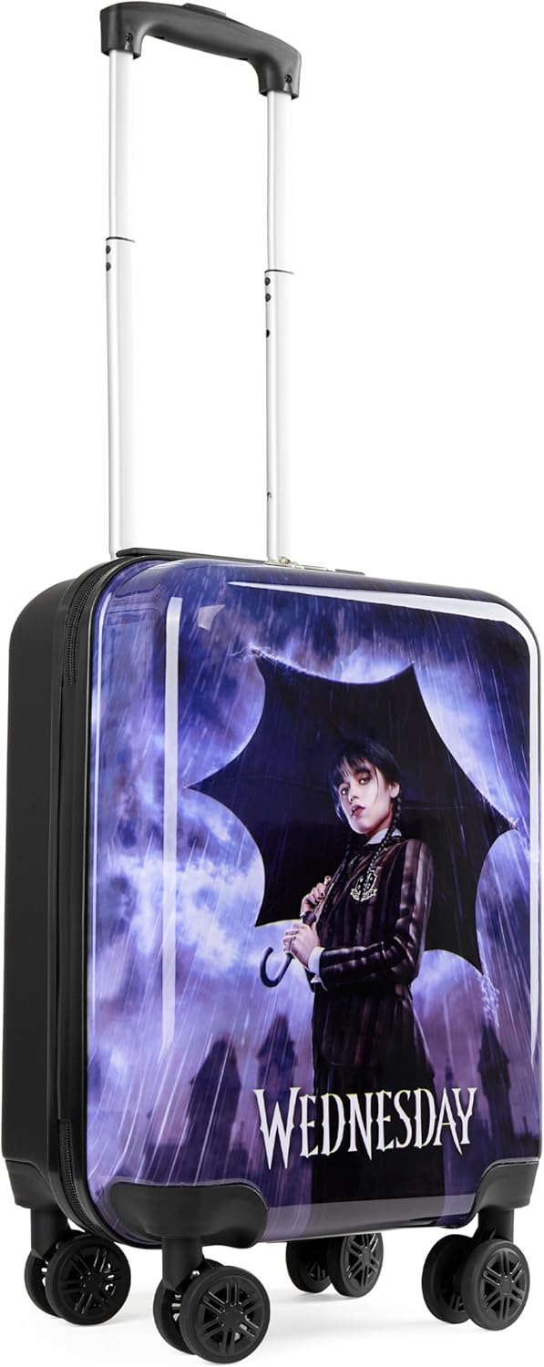 Wednesday Addams gurulós bőrönd gyerekeknek - Hivatalos kézipoggyász 4 kerekű - Image 1