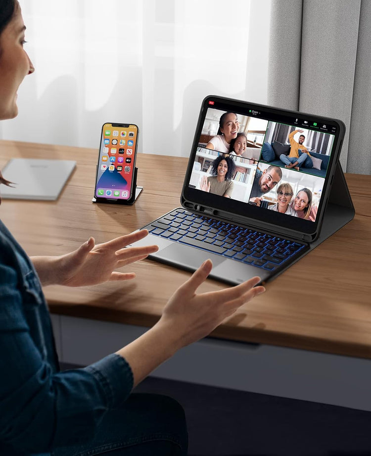 Earto iPad billentyűzet érintőpaddal, 7 színű háttérvilágítás, 11" Air/Pro modellekhez - Image 8