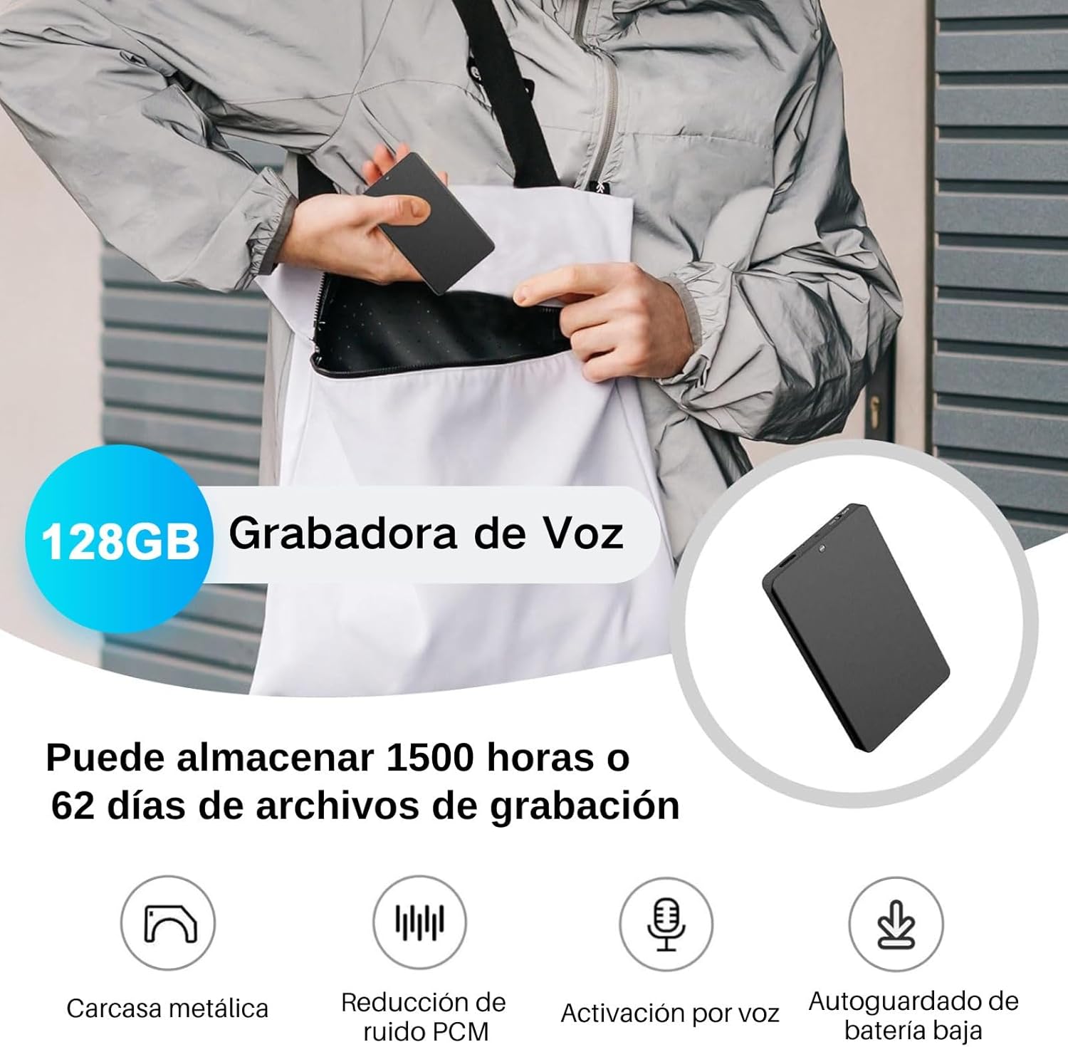 Vivaniir 128GB-os Digitális Diktafon - 350 Óra Felvétel, 1500 Óra Tárolás, Egyérintéses Rögzítés - Image 2