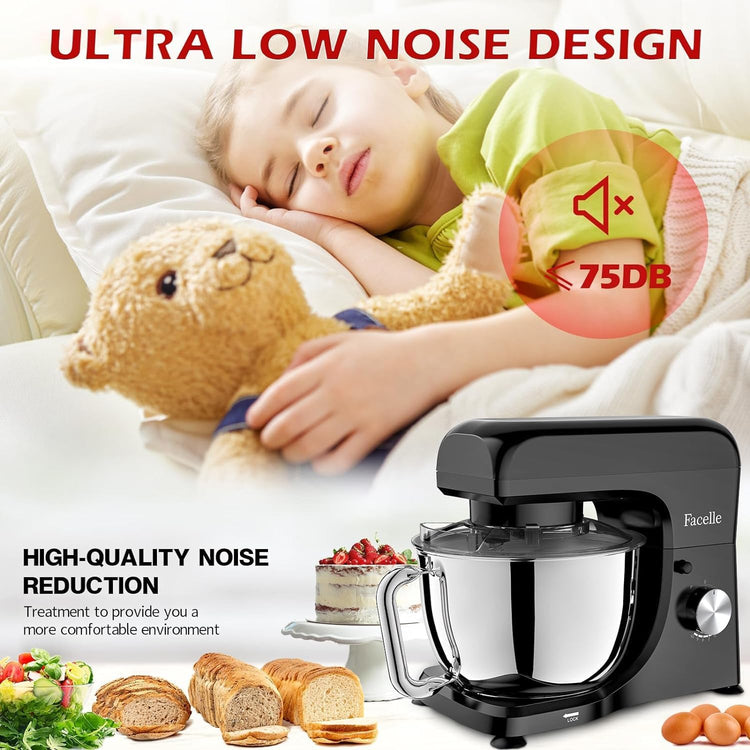 Facelle 1300W Professzionális Robotgép 10 Sebességgel, 5,5L Inox Tállal, Fekete - Image 9