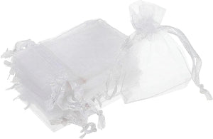 Fehér organza ajándékzacskó 100db - 5x7cm, esküvőre, partira - Image 1