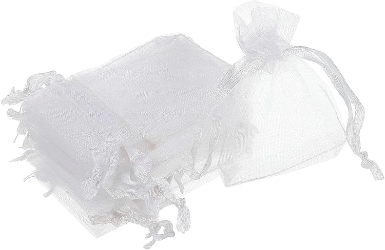 Fehér organza ajándékzacskó 100db - 5x7cm, esküvőre, partira - Image 1