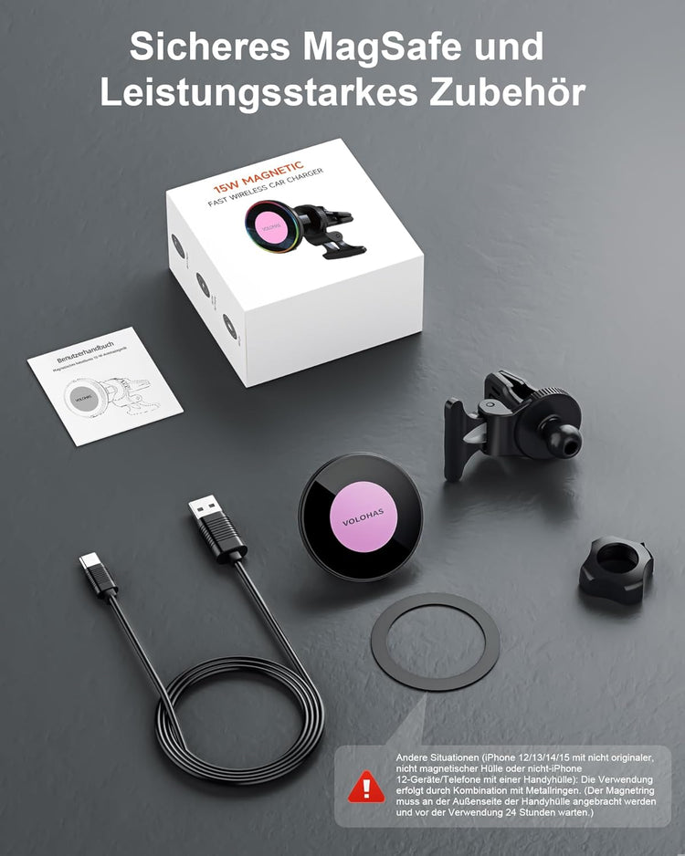 MagSafe autós töltő és tartó 15W - iPhone, Samsung, Xiaomi kompatibilis - Image 7