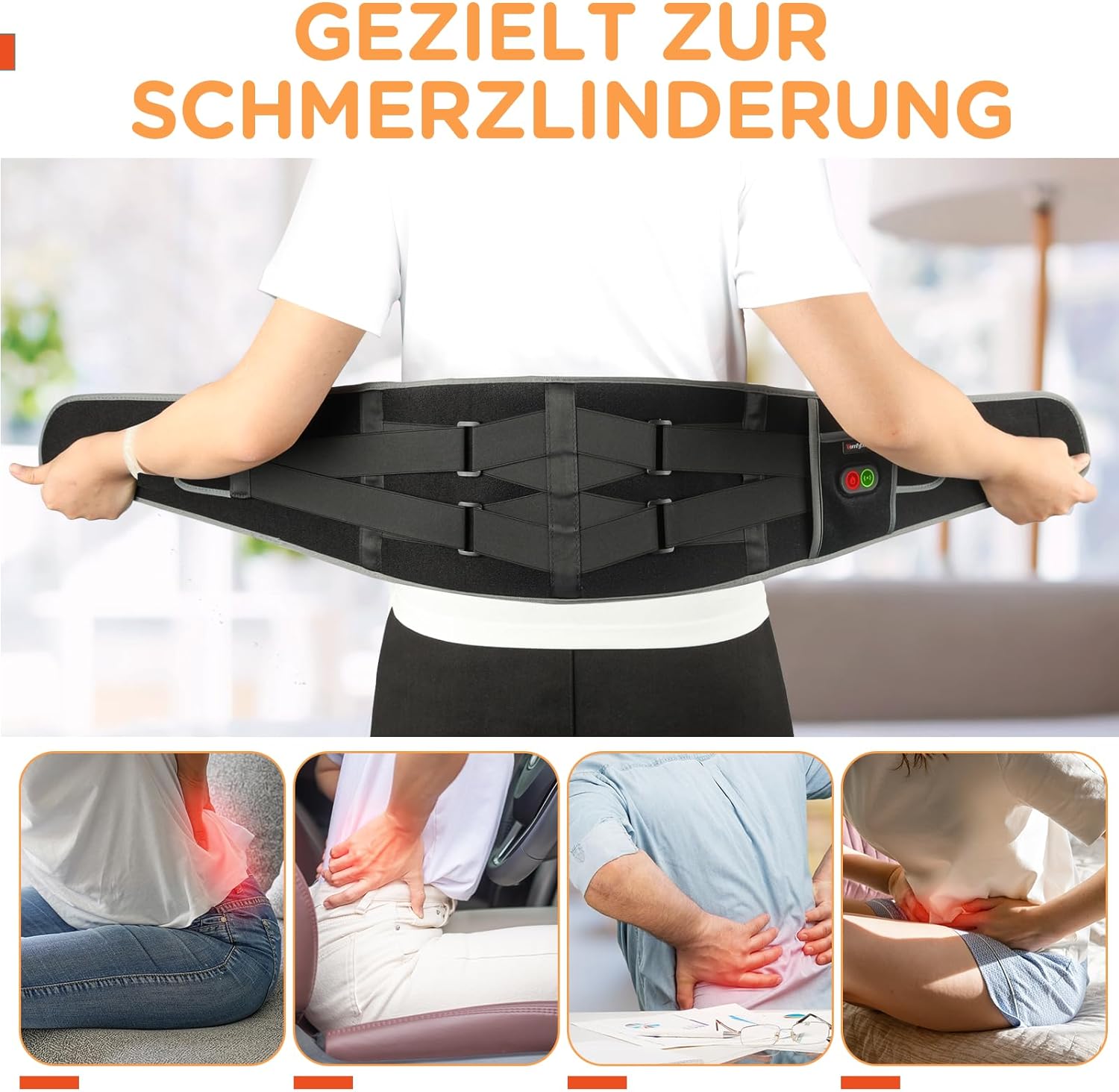 ComfyTemp XL Vibrációs Masszázs Deréköv Akkumulátorral, Hőterápiával Hátfájásra - Image 2
