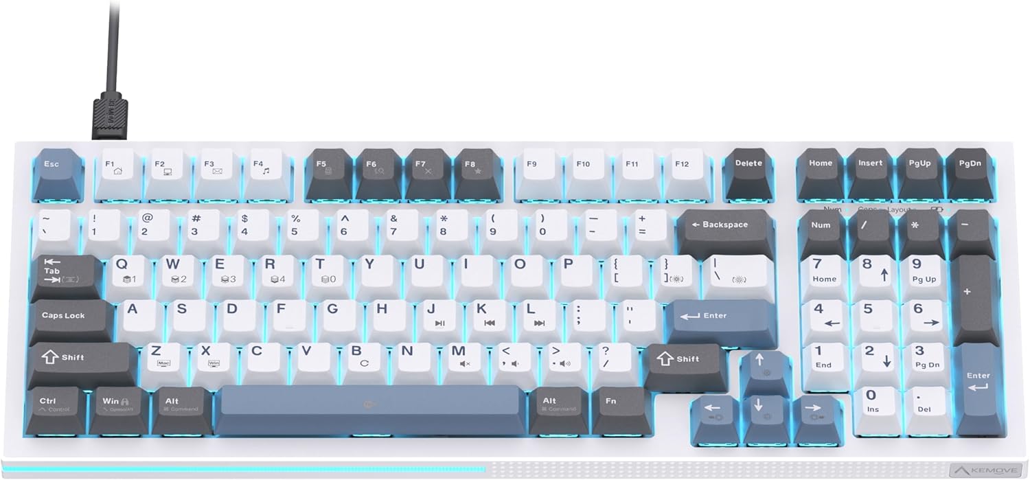KEMOVE K98SE LED-es Mechanikus Gamer Billentyűzet, 98 Gombos, Piros Kapcsolós - Image 1