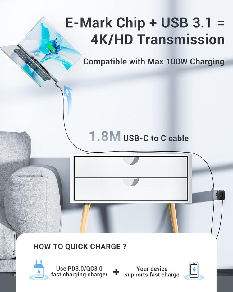 ACEFAST 65W GaN USB-C gyorstöltő 4K HDMI kimenettel, 100W kábellel - MacBook, iPad, Switch kompatibilis - Image 7