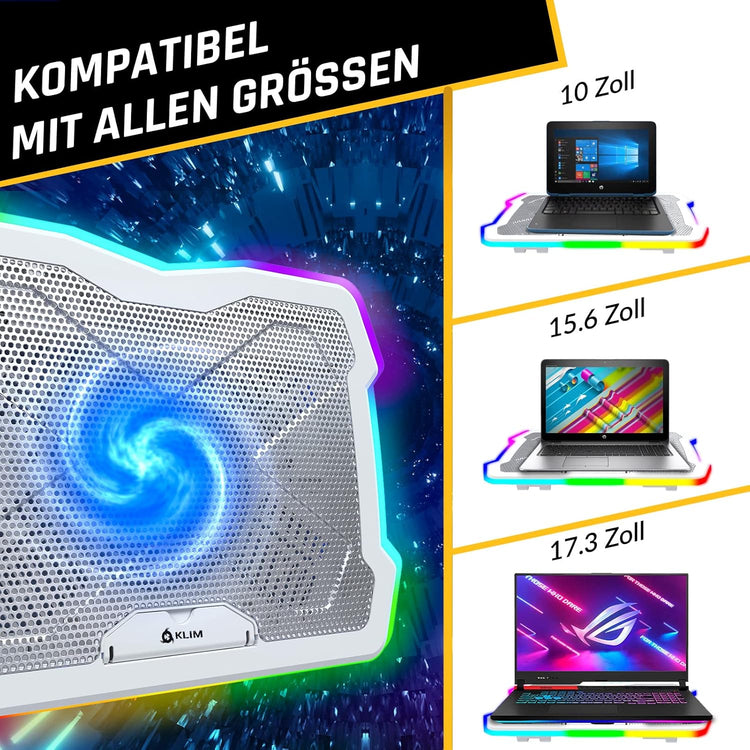 KLIM Ultimate Bianca RGB Laptop Hűtő 11-17" - Új 2024 Gamer Modell, Mac/PS4/PS5/Xbox Kompatibilis - Image 4