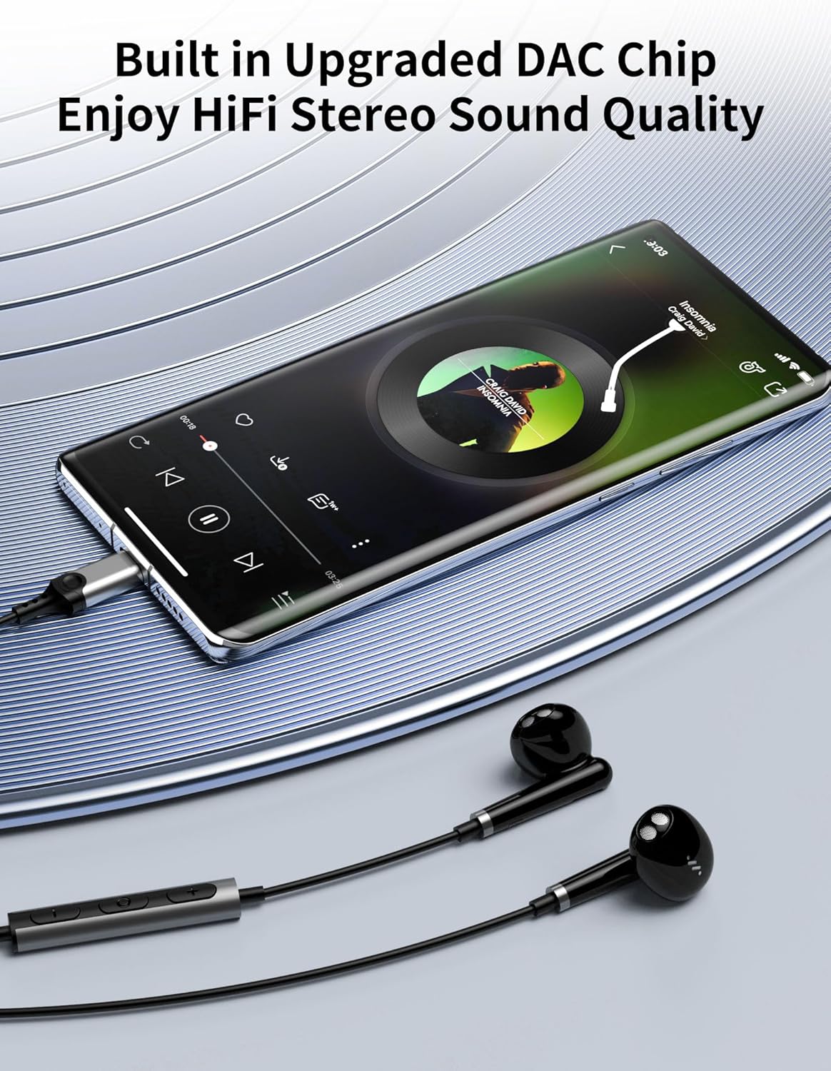 USB-C fülhallgató mikrofonnal iPhone, Samsung, Xiaomi és más okostelefonokhoz - HiFi sztereó - Image 5