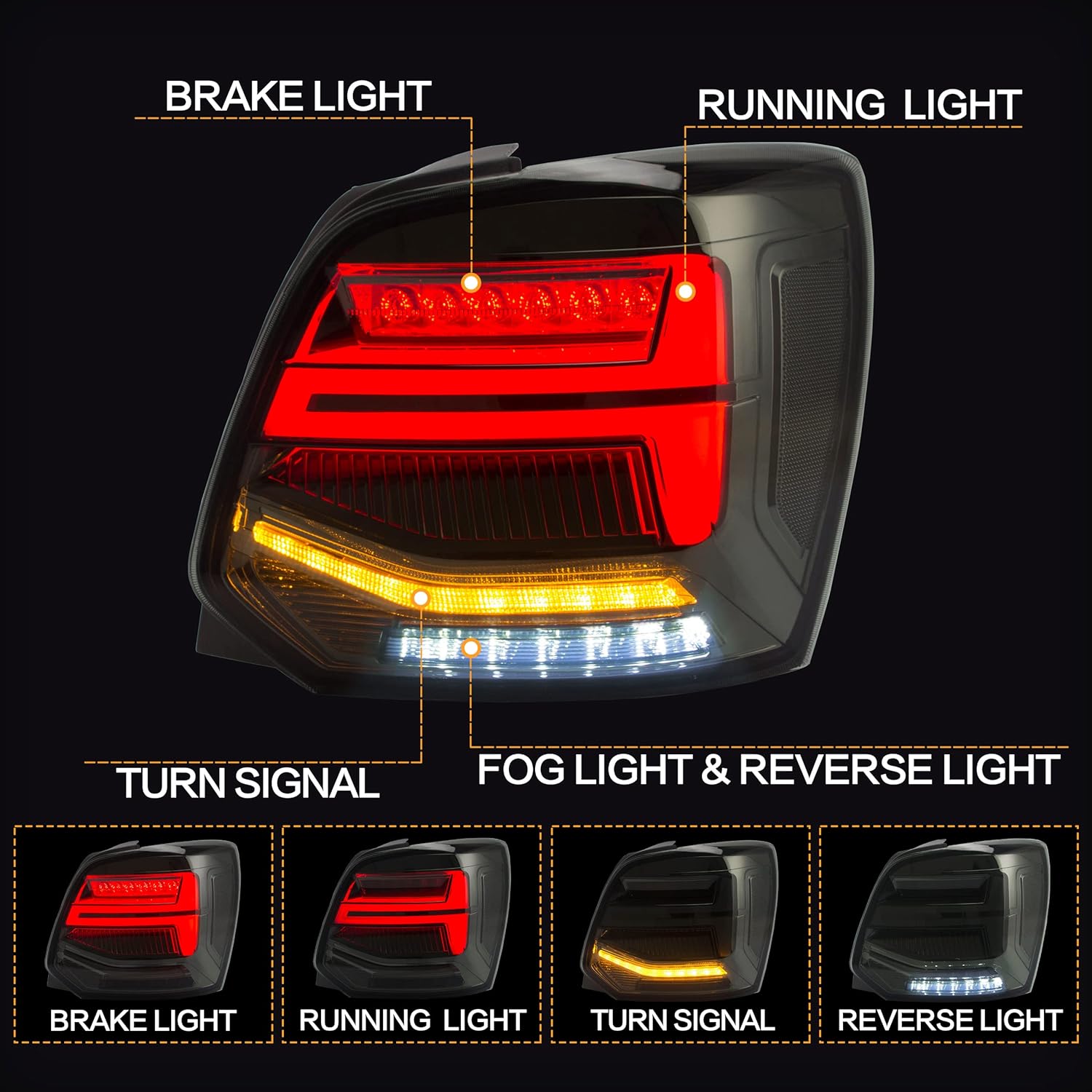 VLAND LED hátsó lámpa Polo 6R 6C 2011-2017 modellekhez, szekvenciális irányjelzővel - Image 2