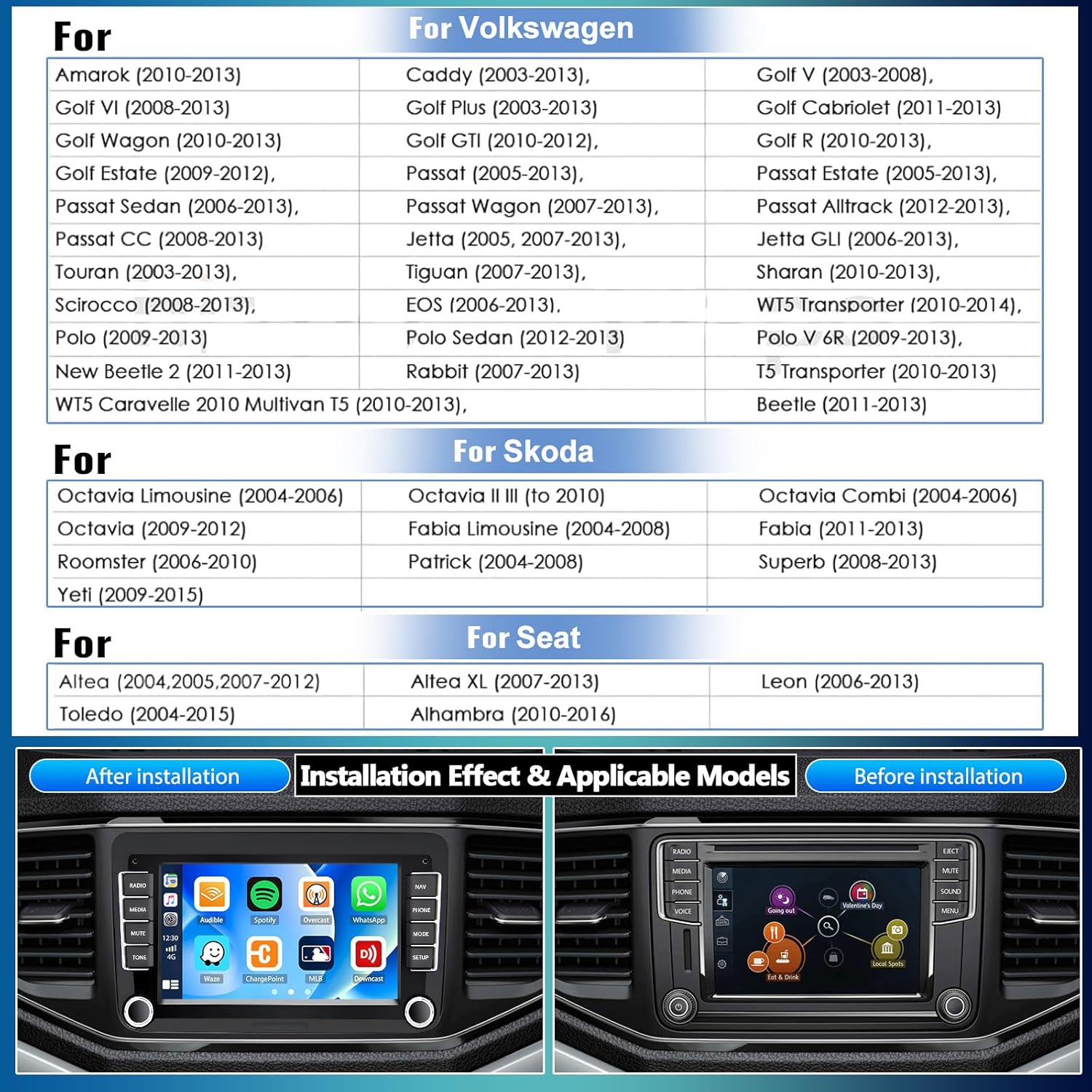 VW Golf, Polo, Passat Android 13 autórádió 7" érintőképernyővel, CarPlay, GPS, kamerával - Image 7