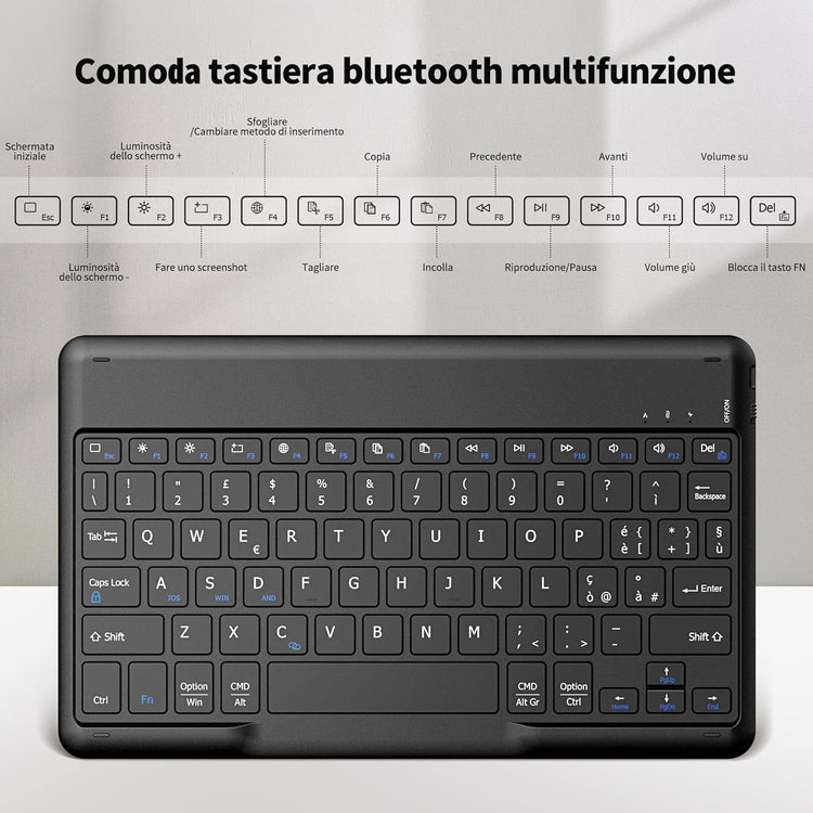 EasyAcc Bluetooth billentyűzet Windows/Android/iOS-hez, olasz kiosztás, 80cm USB-C kábel, fekete - Image 3