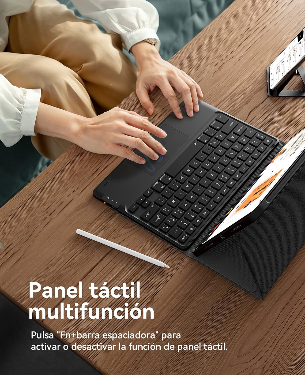 Earto iPad billentyűzet érintőpaddal, 7 színű háttérvilágítás, 11" Air/Pro modellekhez - Image 2