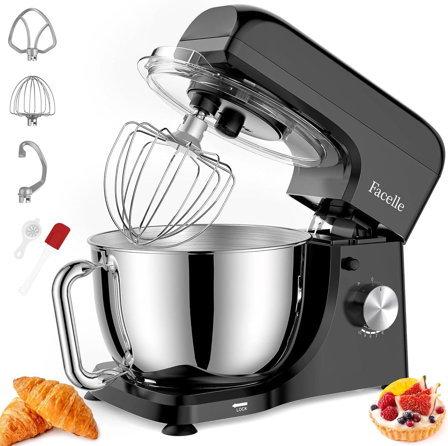 Facelle 1300W Professzionális Robotgép 10 Sebességgel, 5,5L Inox Tállal, Fekete - Image 1