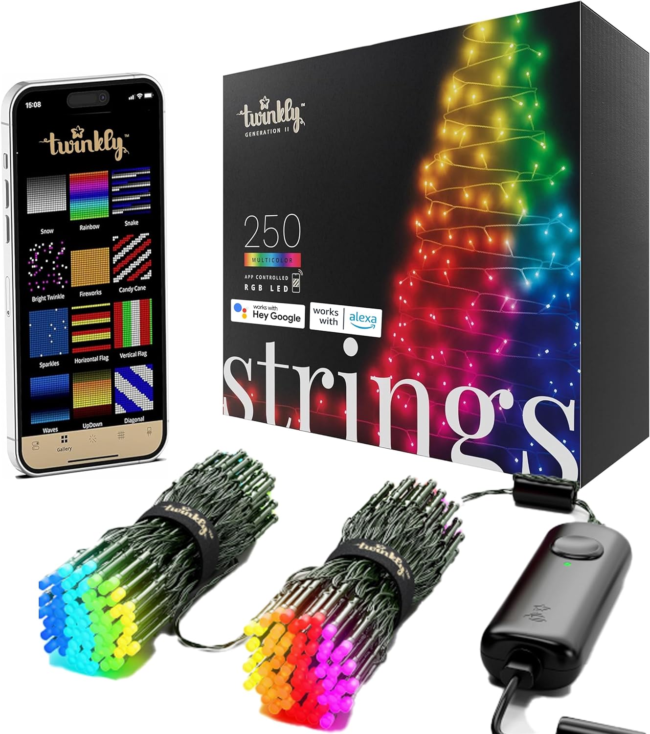 Twinkly 250 LED RGB okos fényfüzér, kültéri-beltéri, HomeKit/Alexa/Google kompatibilis, 20m - Image 1