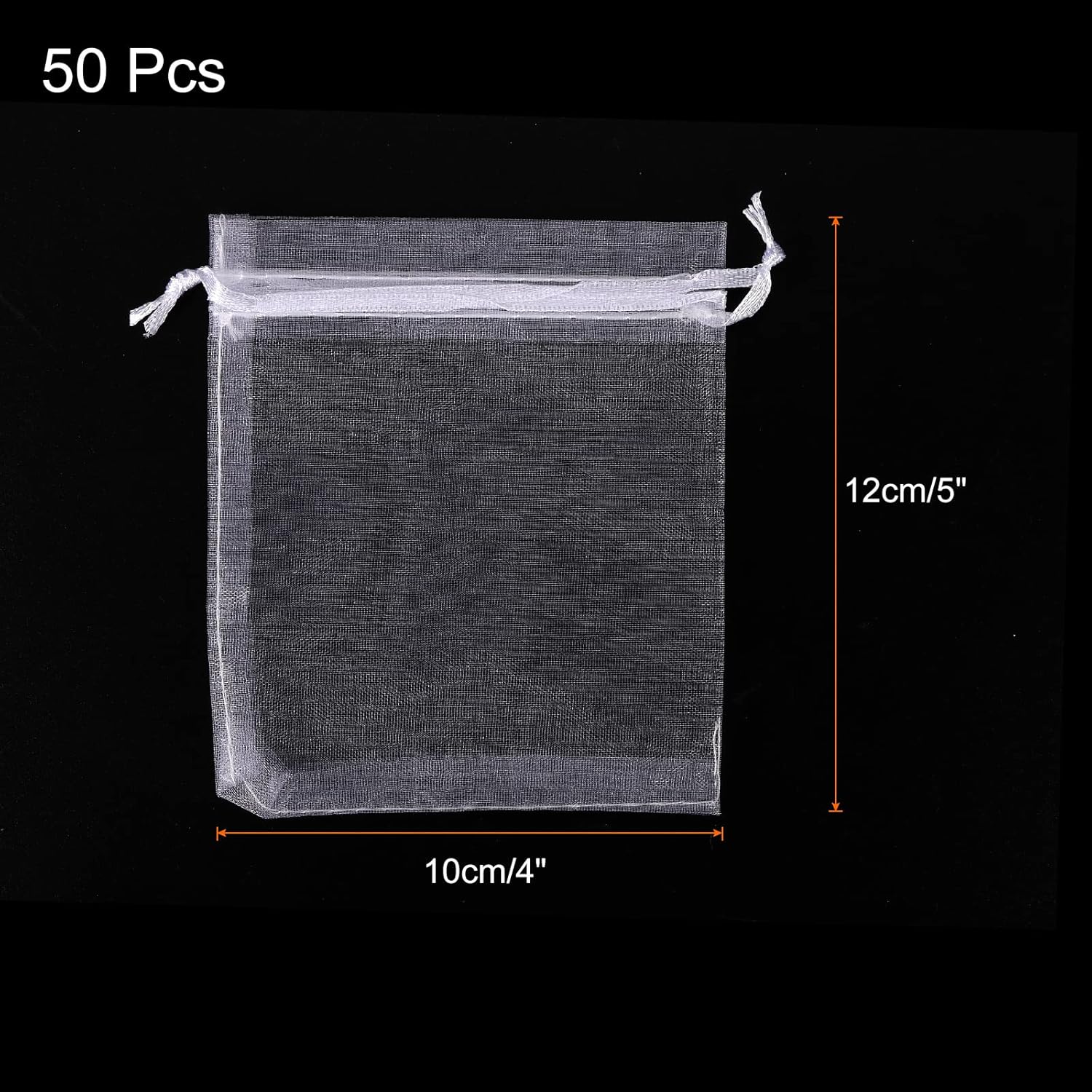 Fehér organza ajándéktasak 50db, 10x12cm, esküvőre, partira - Sourcing Map - Image 2