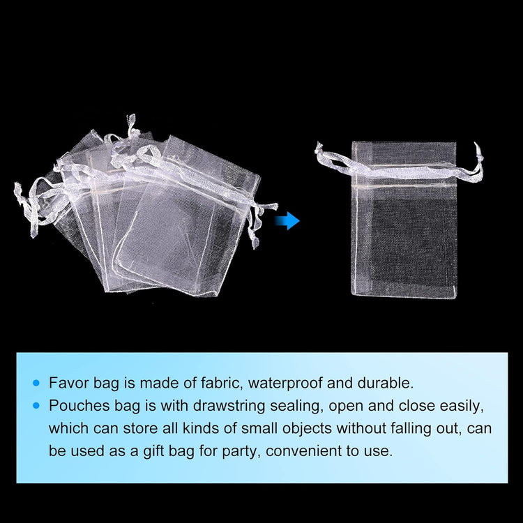 Fehér organza ajándékzacskó 100db - 5x7cm, esküvőre, partira - Image 3