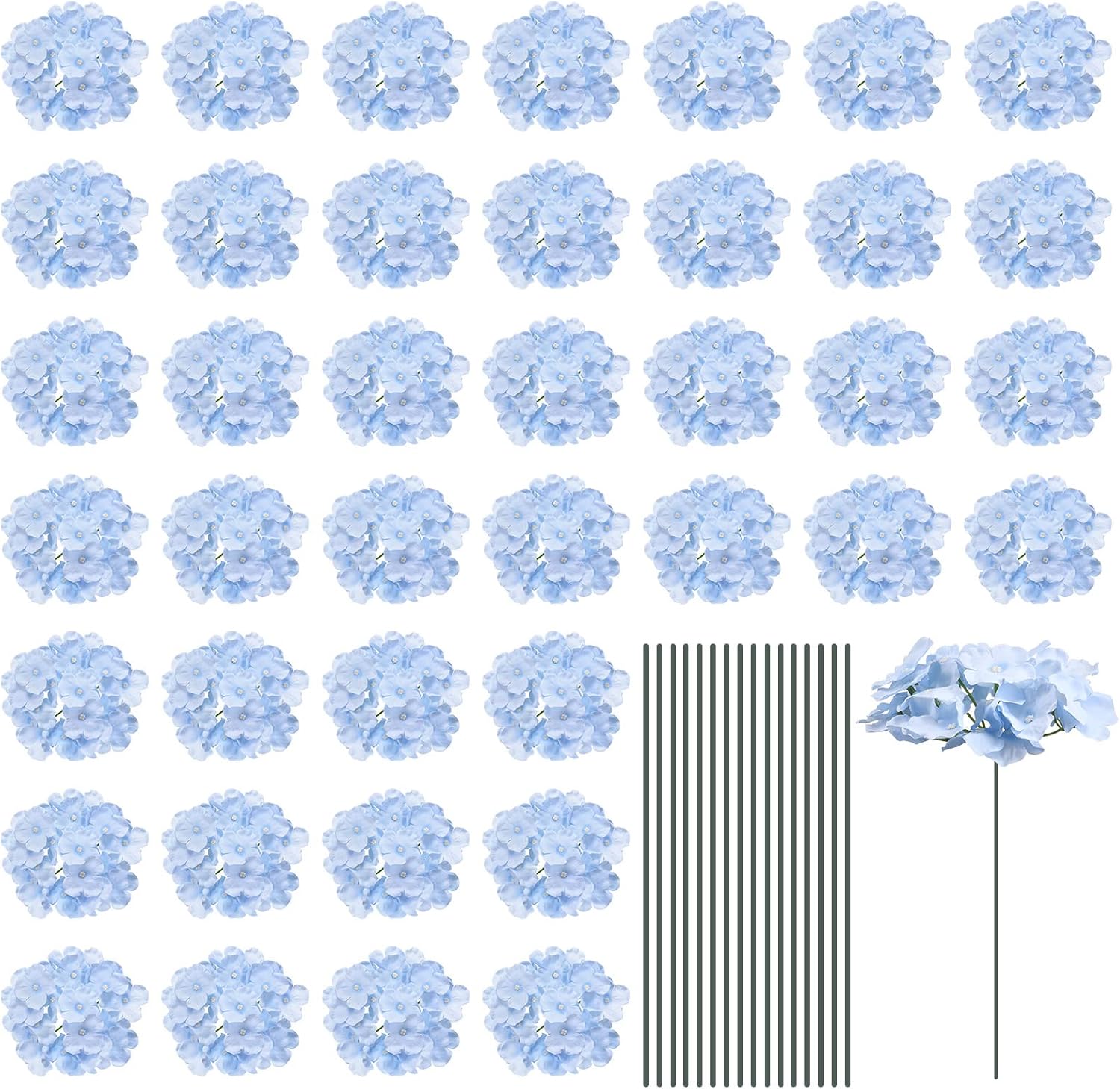 Világoskék selyem hortenzia művirág szett - 30 db-os esküvői dekoráció - Image 1