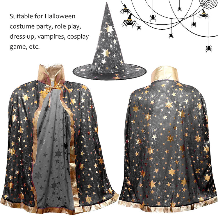 Gyerek Varázsló Köpeny Kalappal - Halloween Boszorkány Jelmez - Image 4