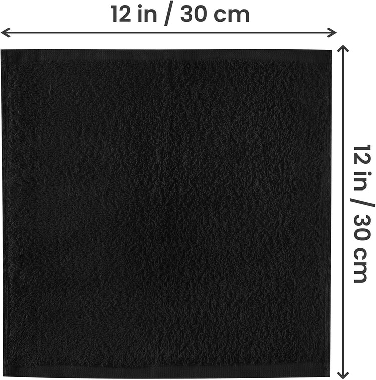 Utopia 24 db Fekete Pamut Mosdókendő 30x30 cm Akasztófüllel - Image 2