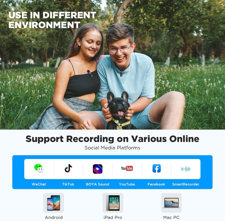 Boya BY-V20 USB-C vezeték nélküli csíptetős mikrofon zajszűréssel, Android/iPhone15 kompatibilis - Image 8