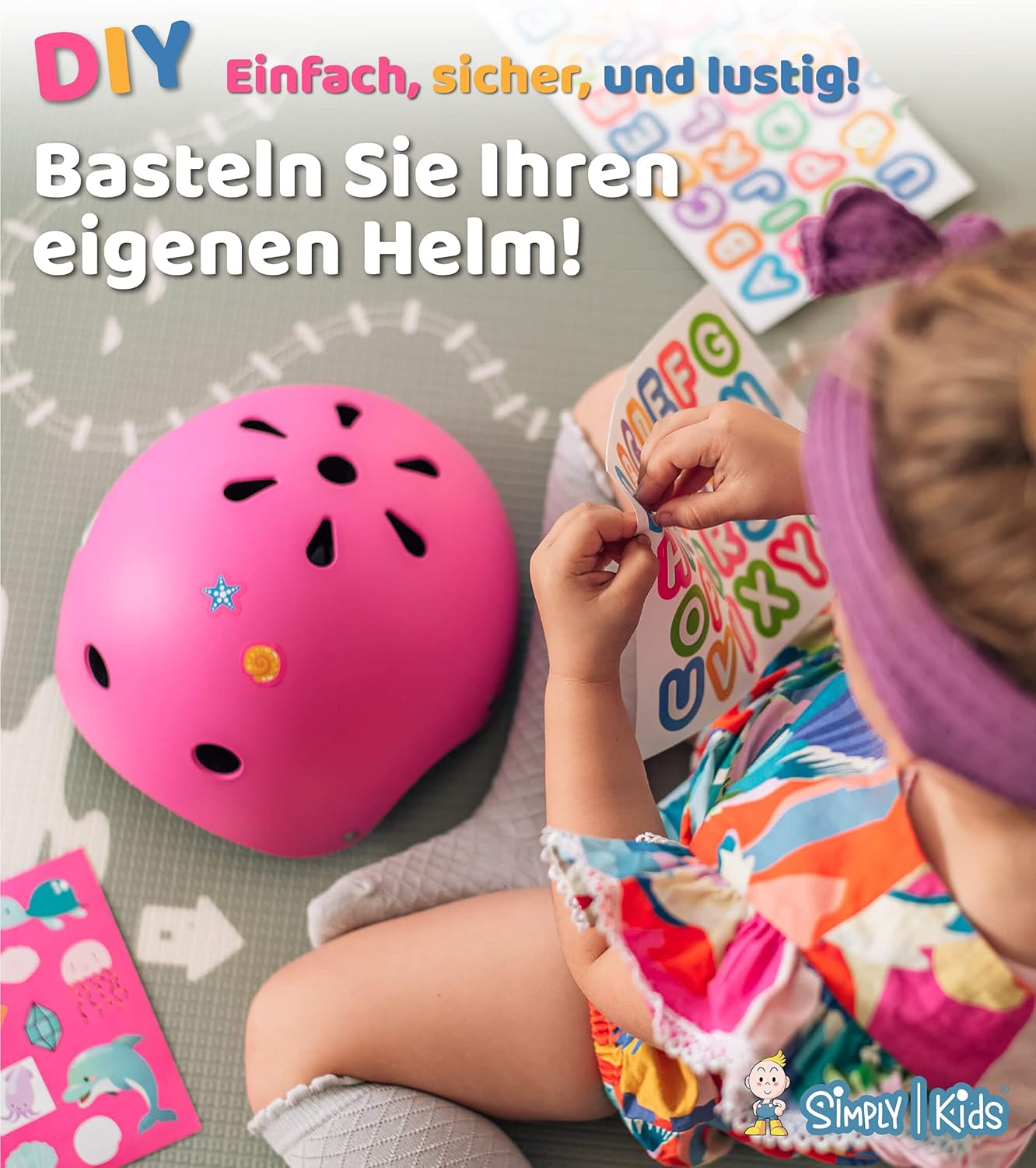 Gyerek kerékpársisak DIY matricákkal - CE tanúsított, többfunkciós védősisak - Image 2