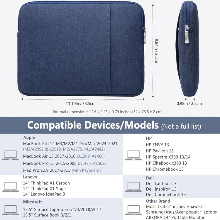 MacBook Pro 14 és Air 13 védőtok szett - HYZUO kék laptop táska - Image 3