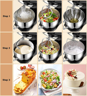 Facelle 1300W Professzionális Robotgép 10 Sebességgel, 5,5L Inox Tállal, Fekete - Image 6