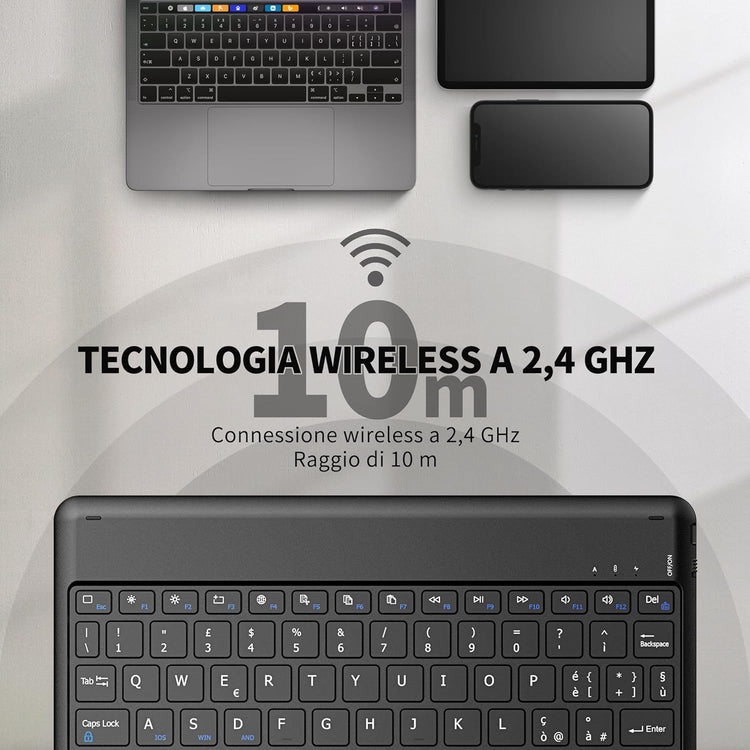 EasyAcc Bluetooth billentyűzet Windows/Android/iOS-hez, olasz kiosztás, 80cm USB-C kábel, fekete - Image 5