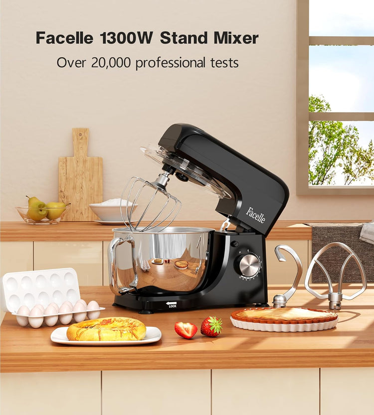 Facelle 1300W Professzionális Robotgép 10 Sebességgel, 5,5L Inox Tállal, Fekete - Image 7