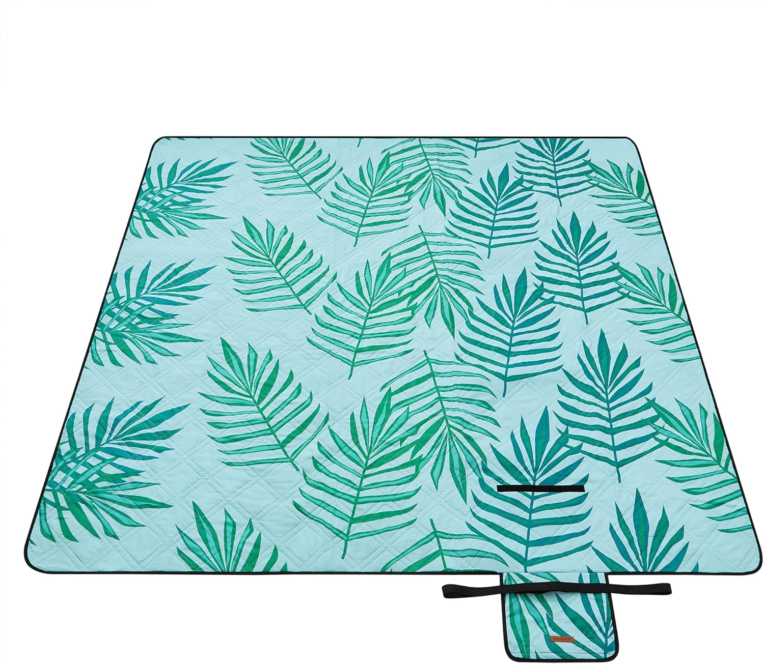 SONGMICS XXL Vízlepergető Piknik Takaró 200x200cm - Páfrány Mintás, Kék, Mosható - Image 1
