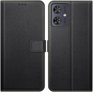 Motorola Moto G54/G64 5G Prémium Bőr Flip Tok - Fekete, Kártyatartóval - Image 8