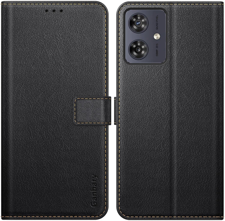 Motorola Moto G54/G64 5G Prémium Bőr Flip Tok - Fekete, Kártyatartóval - Image 8