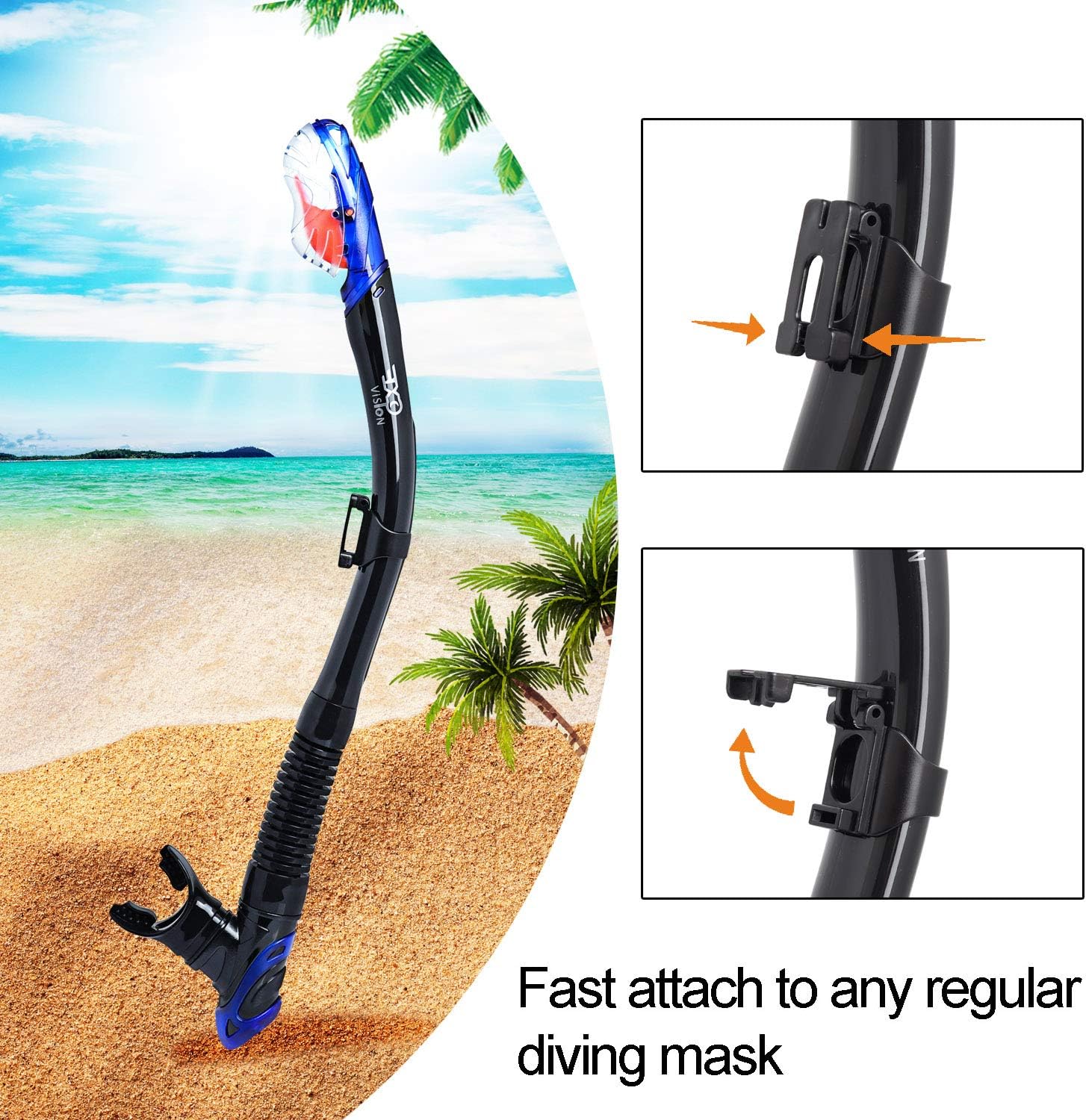 Pano 3 ablakos búvármaszk és légzőcső szett felnőtteknek, kék - Párásodásgátló profi snorkel felszerelés - Image 8