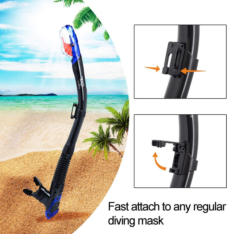 Pano 3 ablakos búvármaszk és légzőcső szett felnőtteknek, kék - Párásodásgátló profi snorkel felszerelés - Image 8
