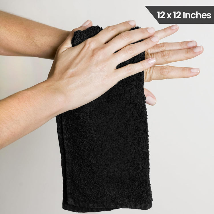 Utopia 24 db Fekete Pamut Mosdókendő 30x30 cm Akasztófüllel - Image 3