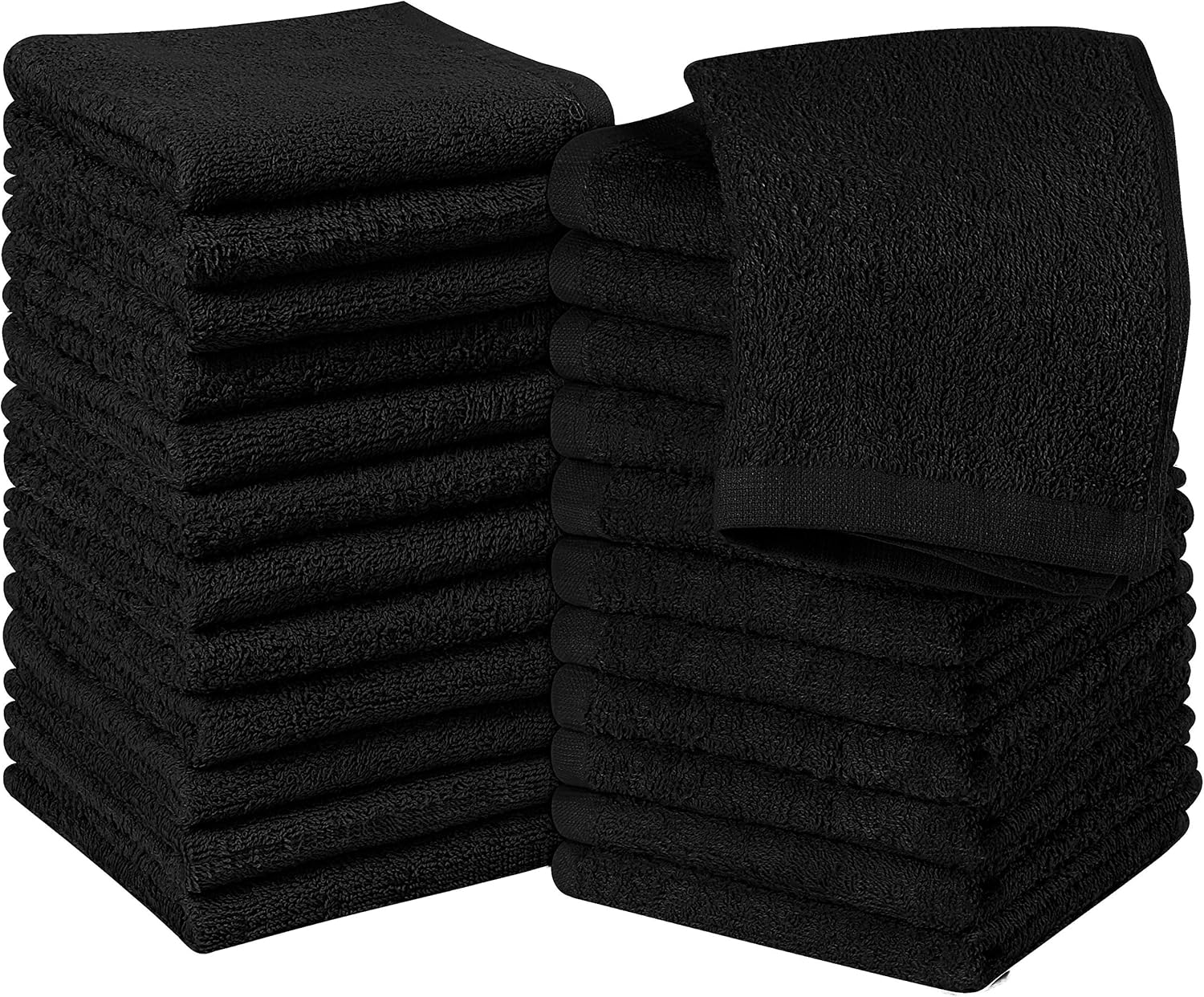 Utopia 24 db Fekete Pamut Mosdókendő 30x30 cm Akasztófüllel - Image 1