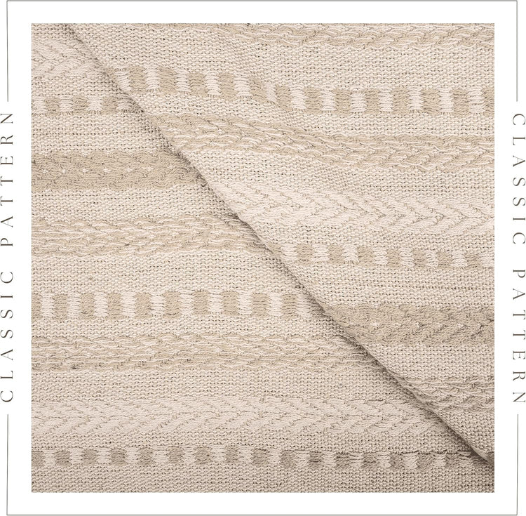RAJRANG Boho Pamut Ágytakaró - Csíkos, Homokbarna, 127x152 cm - Image 3
