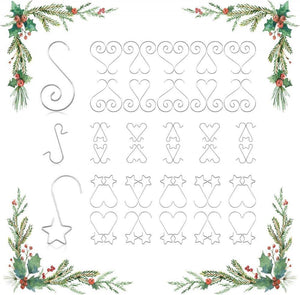 KATELUO 60 darabos Karácsonyi díszek, S alakú horgok csillaggal, újrahasználható, 3 formában (ezüst) - Outlet24