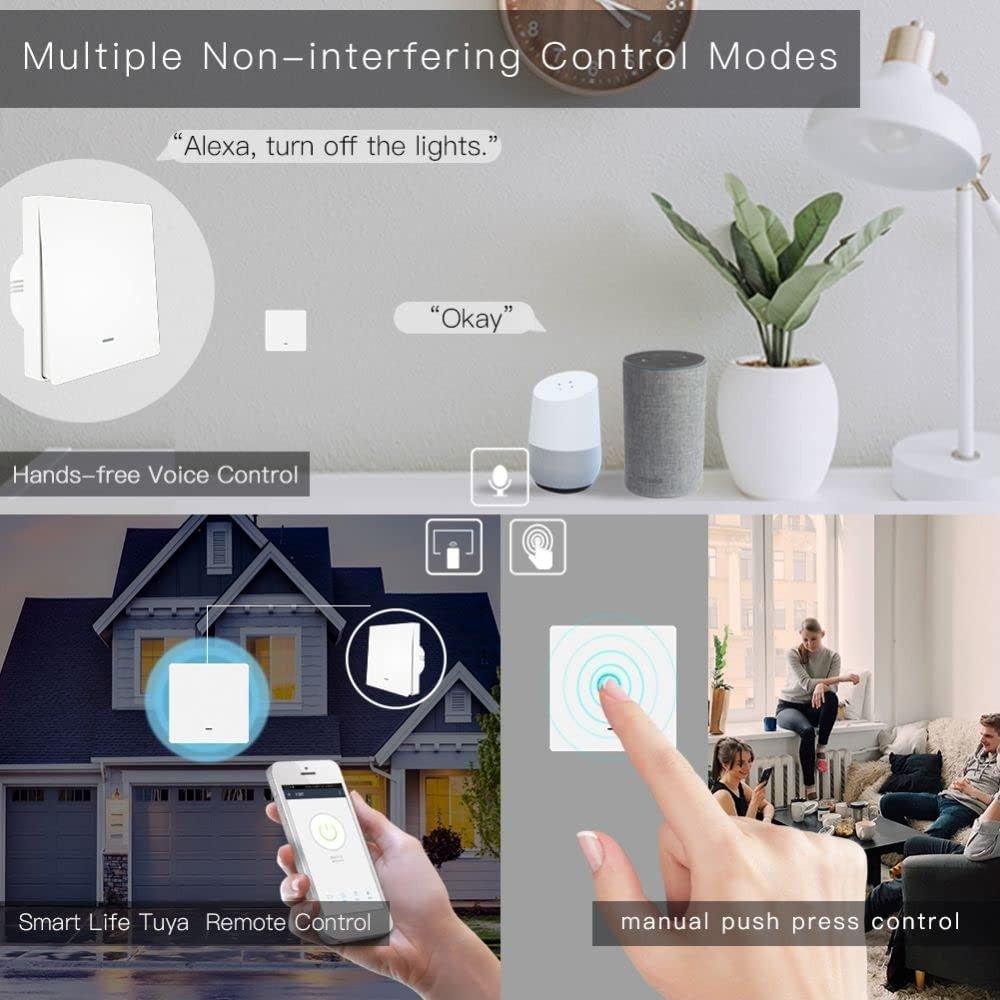 MOES WLAN Okos Világításkapcsoló, 1 Állású, L&N Kábel Kompatibilis, Alexa/Google - Outlet24